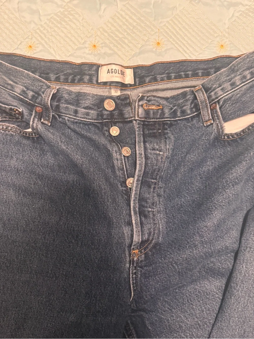 Agolde High-Rise Dark Blue Vintage Wash Barrel Jeans